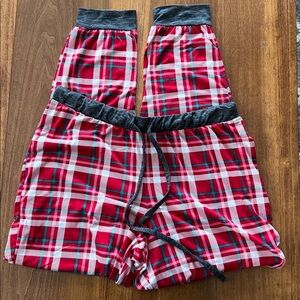 Women’s RAE DUNN Red Plaid Pajama Bottoms with Gray Trim